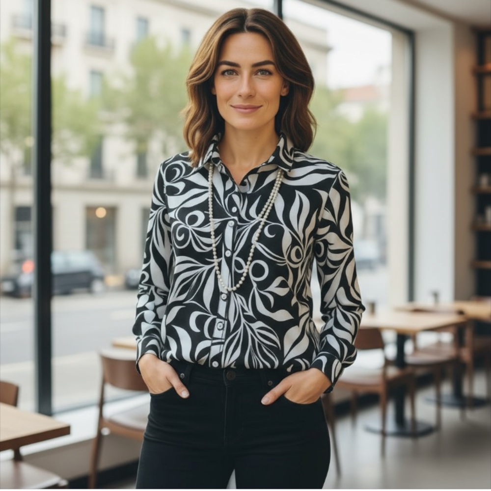 Talbots Classic Poplin Cotton Front Button Shirt - Size SP